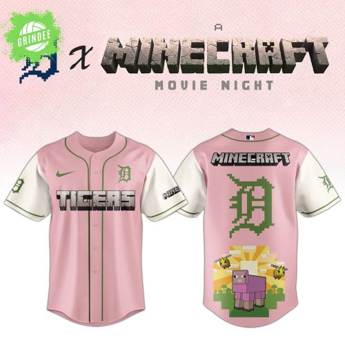 Detroit Tigers x Minecraft Movie Baseball Jersey – Pink Limited Edition