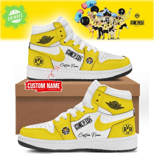 Dortmund x One Piece Custom Name AJ1 Shoes Limited Edition – Exclusive Anime Sneakers