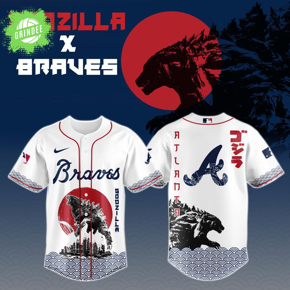 Godzilla x Atlanta Braves Japan Edition Baseball Jersey 2025 Godzilla x Atlanta Braves Japan Edition Baseball Jersey 2025