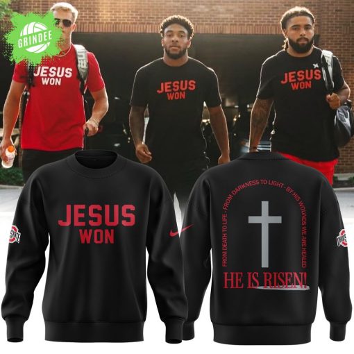 JESUS WON He Is Risen Black Sweatshirt – 2025 Easter Collection