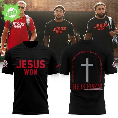 JESUS WON He Is Risen Black T-Shirt – 2025 Faith Edition