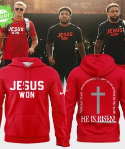 JESUS WON He Is Risen Red Hoodie – 2025 Easter Edition