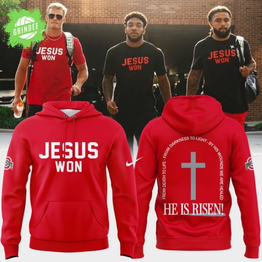 JESUS WON He Is Risen Red Hoodie – 2025 Easter Edition