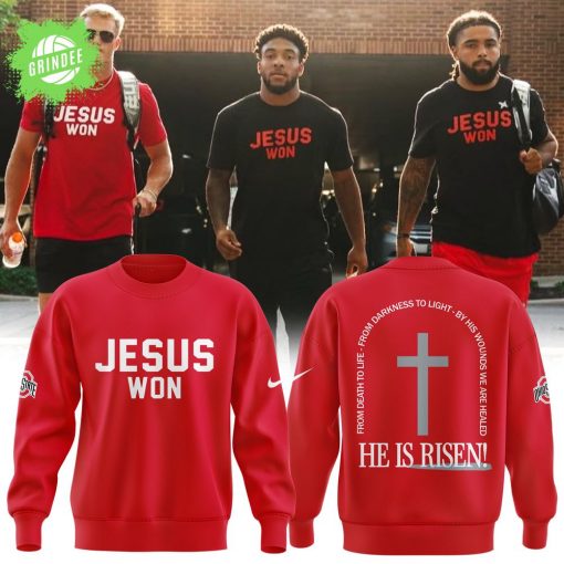 JESUS WON He Is Risen Red Sweatshirt – 2025 Easter Collection