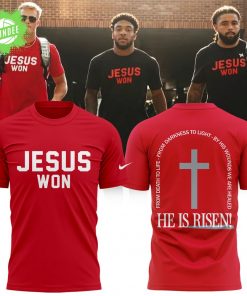 JESUS WON He Is Risen Red T-Shirt – 2025 Faith Edition