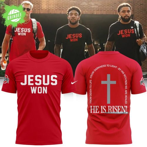 JESUS WON He Is Risen Red T-Shirt – 2025 Faith Edition