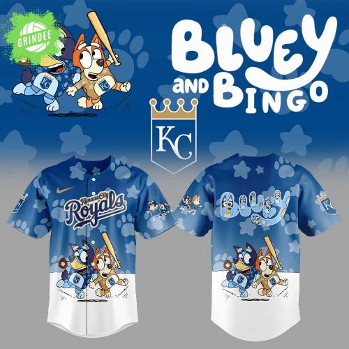 Kansas City Royals Bluey and Bingo Baseball Jersey – Limited Edition Kids’ MLB Apparel