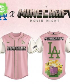 Los Angeles Dodgers x Minecraft Movie Baseball Jersey – Pink Game Night Version
