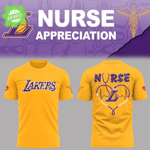 Los Angeles Lakers Nurse Night Appreciation Yellow T-Shirt
