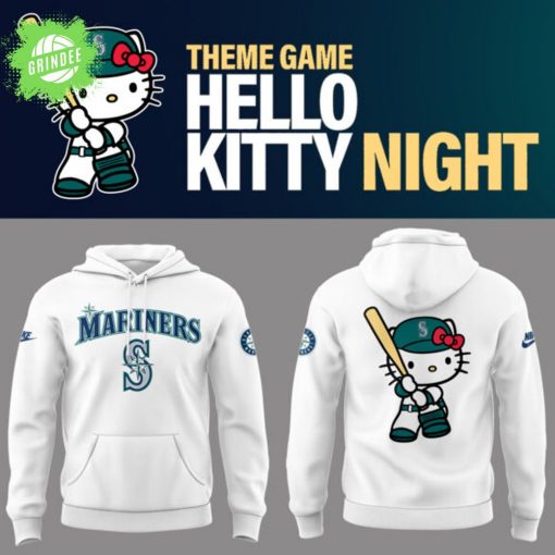Mariners Baseball 2025 Limited “Mariners x Hello Kitty” White Hoodie – Collector’s Sanrio Baseball Apparel