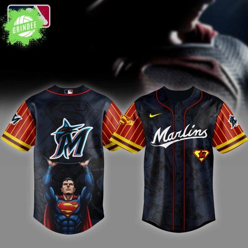 Miami Marlins MLB x Superman Baseball Jersey Editions Limited 2025 – DC Superhero x Baseball Crossover
