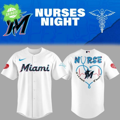 Miami Marlins Nurses Night 2025 White Baseball Jersey