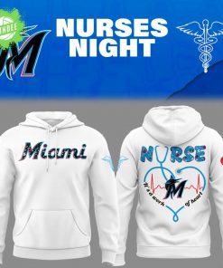 Miami Marlins Nurses Night 2025 White Hoodie