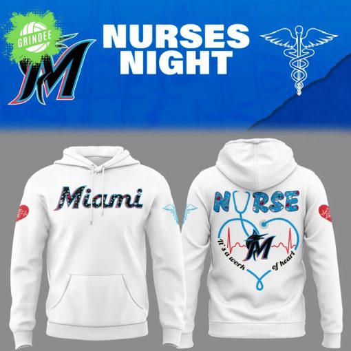 Miami Marlins Nurses Night 2025 White Hoodie