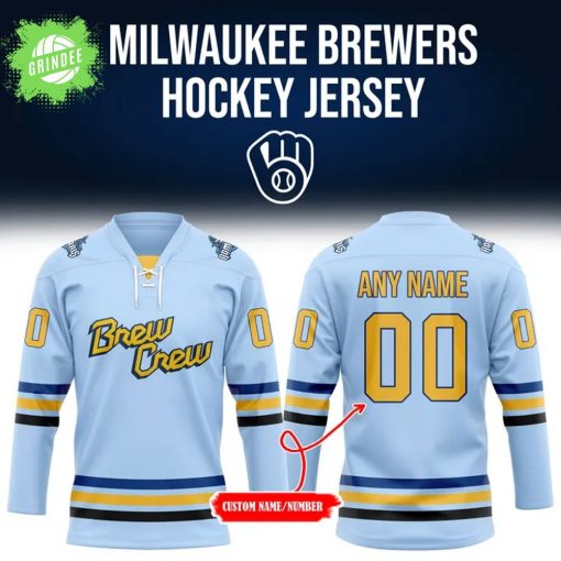 Milwaukee Brewers Hockey Style Baseball Jersey