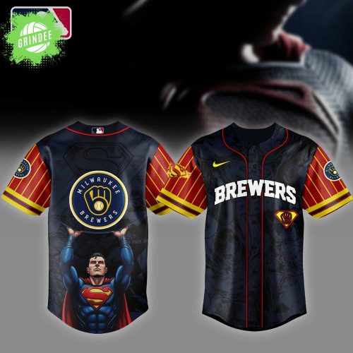 Milwaukee Brewers MLB x Superman Baseball Jersey Editions Limited 2025 – Justice League x MLB Fans Edition