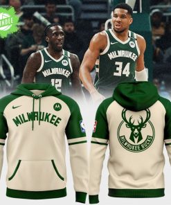 Milwaukee Bucks New Collection 2025 Hoodie – Cream Green Theme