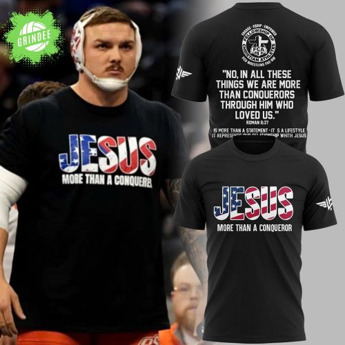 OSU Wyatt Hendrickson Jesus More Than A Conqueror Black T-shirt – Christian Wrestling Shirt