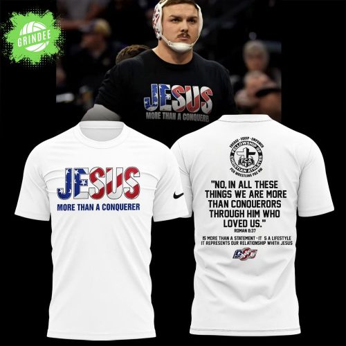 OSU Wyatt Hendrickson Jesus More Than A Conqueror White T-shirt – Faith-Based Wrestling Tee