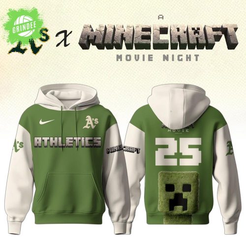 Oakland Athletics x Minecraft Movie Night Hoodie – MLB Crossover Gamer Hoodie