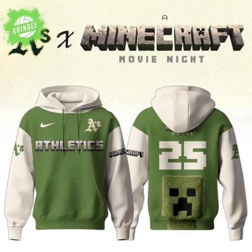 Oakland Athletics x Minecraft Movie Night Hoodie – MLB Crossover Gamer Hoodie