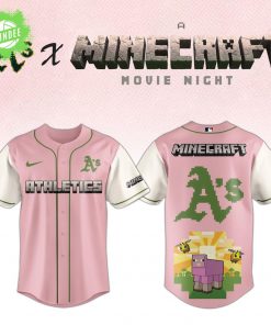 Oakland Athletics x Minecraft Movie Night Pink Jersey – Women’s Game Day Edition