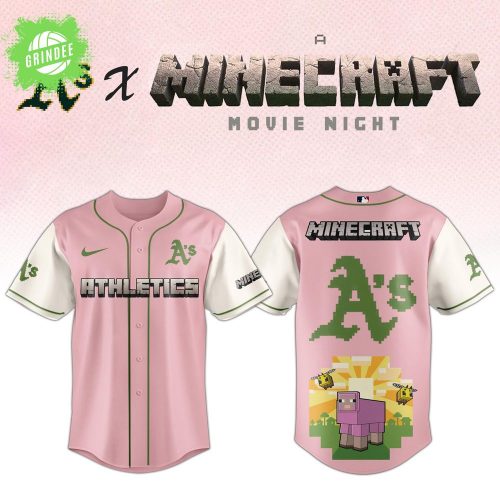 Oakland Athletics x Minecraft Movie Night Pink Jersey – Women’s Game Day Edition