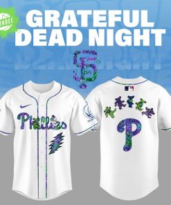Philadelphia Phillies Grateful Dead Night Baseball Jersey and Flat Cap Set