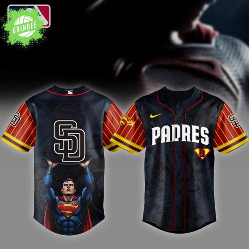 San Diego Padres MLB x Superman Baseball Jersey Editions Limited 2025 – DC Justice League x Baseball Crossover