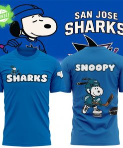 San Jose Sharks x Snoopy Blue T-Shirt 2025 – Peanuts x Hockey Special Edition