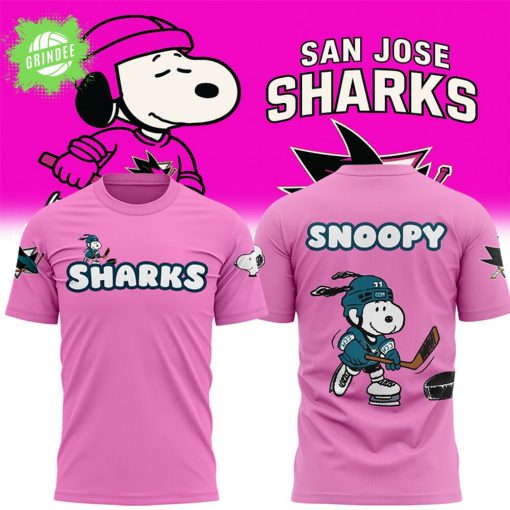 San Jose Sharks x Snoopy Pink T-Shirt 2025 Limited Edition – Collector’s NHL Peanuts Gear