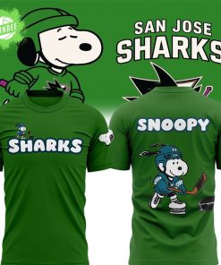 San Jose Sharks x Snoopy White Green T-Shirt 2025 Limited Edition – Peanuts Special Edition