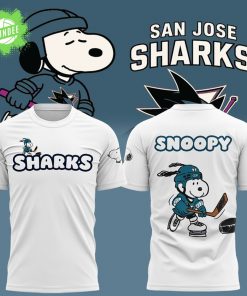 San Jose Sharks x Snoopy White T-Shirt 2025 Limited Edition – Peanuts x NHL Merch
