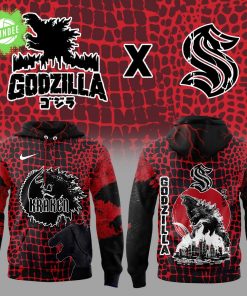Seattle Kraken x Godzilla Red Hoodie 2025 – Special Edition Kaiju Apparel