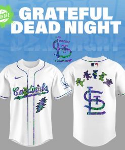 St Louis Cardinals Grateful Dead Night Baseball Jersey and Flat Cap Set
