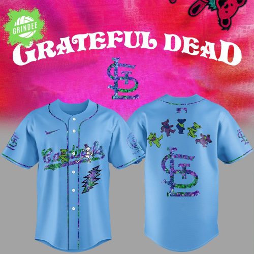 St. Louis Cardinals Grateful Dead Night Light Blue Alternate Jersey & Flat Cap Set