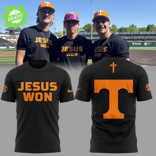 Tennessee Baseball JESUS WON Black T-Shirt