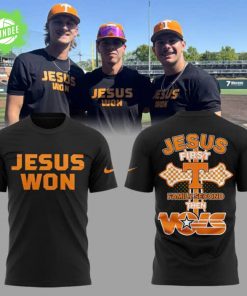 Tennessee Baseball JESUS WON “Jesus First Family Second Then Vols” Black T-Shirt