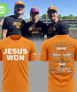 Tennessee Baseball JESUS WON “Jesus First Family Second Then Vols” Yellow T-Shirt