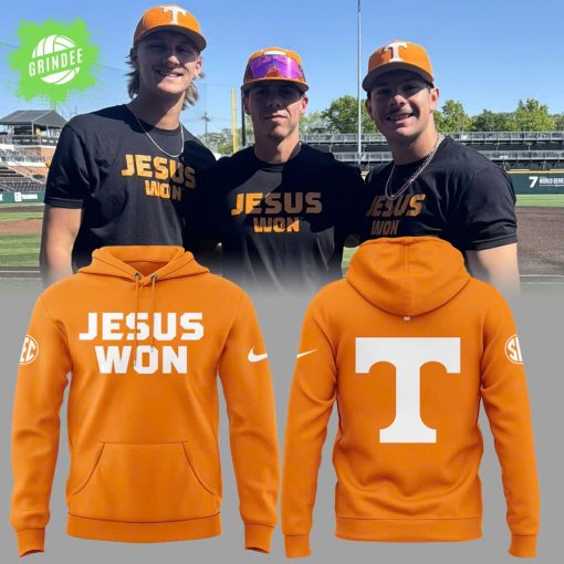 Tennessee Baseball JESUS WON Yellow Hoodie