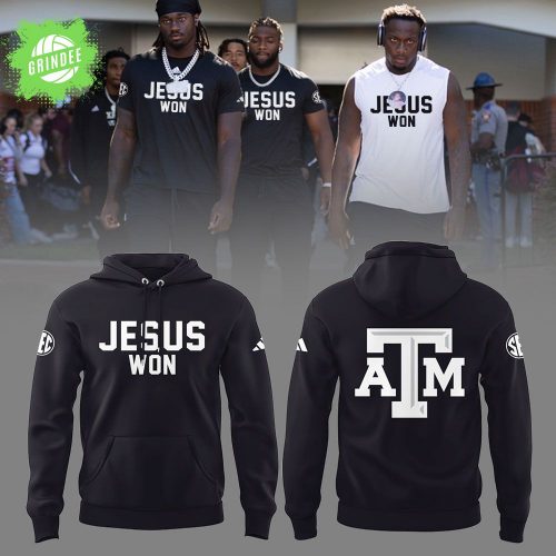 Texas A&M Aggies “JESUS WON” Black Hoodie – Faith-Based Sportswear