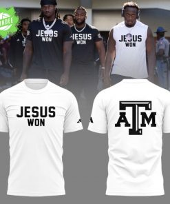Texas A&M Aggies “JESUS WON” White T-Shirt – Gospel Athlete Edition