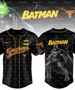 Texas Longhorns x Batman Baseball Jersey Crossover Design