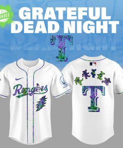 Texas Rangers Grateful Dead Night Baseball Jersey and Flat Cap Set