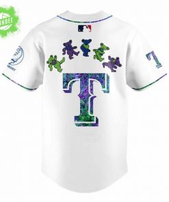 Texas Rangers Grateful Dead Night Baseball Jersey and Flat Cap Set