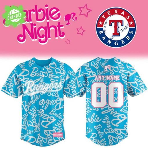 Texas Rangers x Barbie Night Game Custom Baseball Jersey Blue