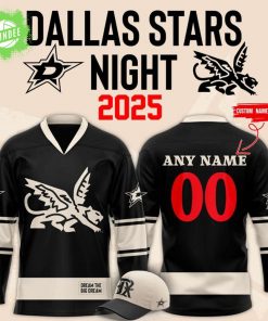 Texas Rangers x Dallas Stars Night Black Hockey Jersey 2025