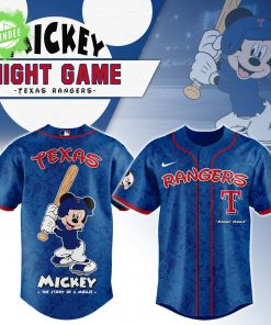 Texas Rangers x Mickey Night Game Baseball Jersey – Limited Edition Disney MLB
