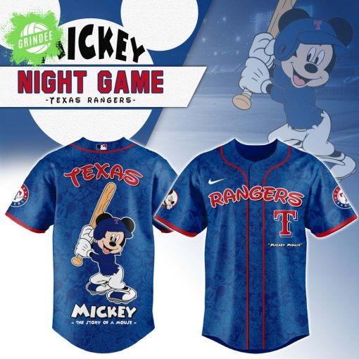 Texas Rangers x Mickey Night Game Baseball Jersey – Limited Edition Disney MLB