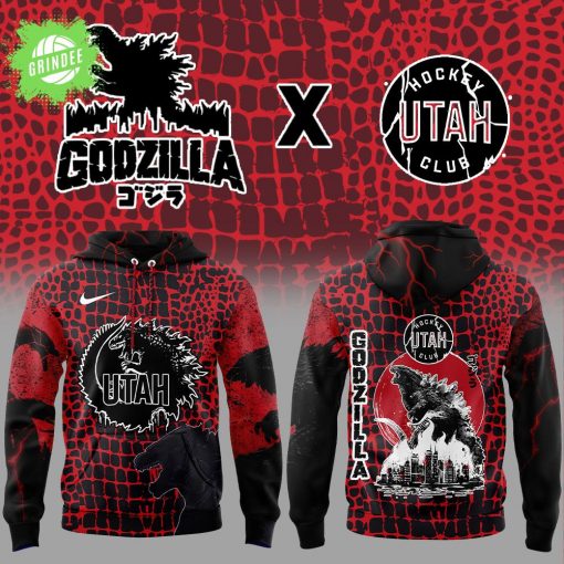 Utah Hockey x Godzilla Red Hoodie 2025 – Exclusive Hockey Monster Crossover